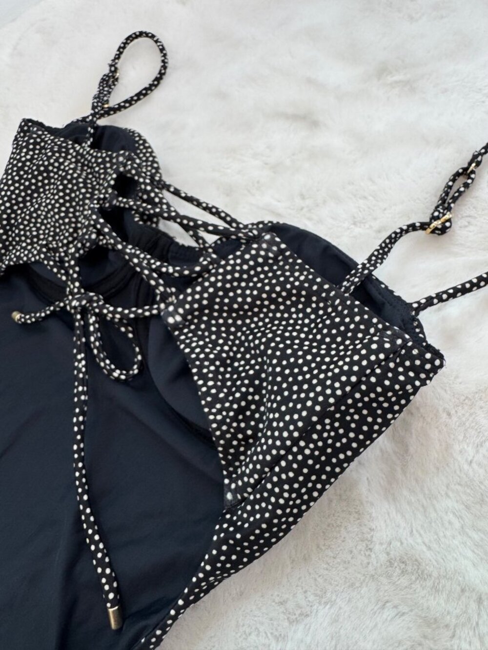 New Vix Paula Hermanny Women's Size M B&W dotted Dion Corsage One-Piece Swimsuit - Picture 12 of 16